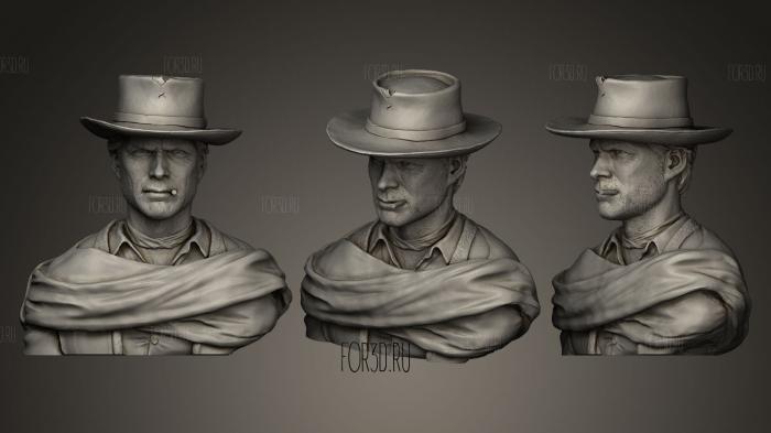 Клинт Иствуд в шляпе 3d stl модель для ЧПУ