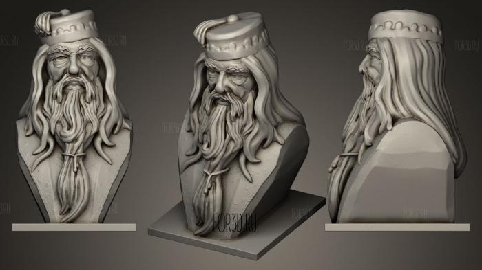 Dumbledore long plinth stl model for CNC