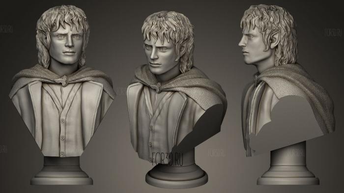 Frodo Baggins long plinth stl model for CNC