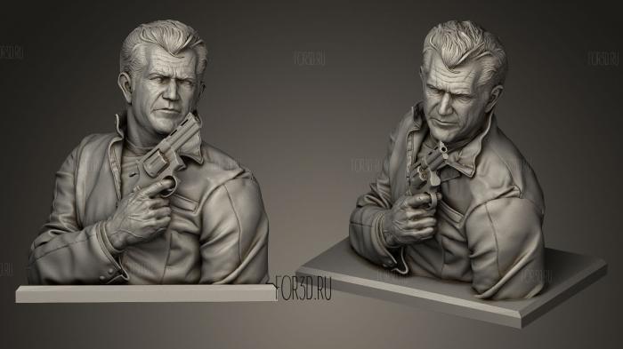 Mel Gibson with a gun stl model for CNC