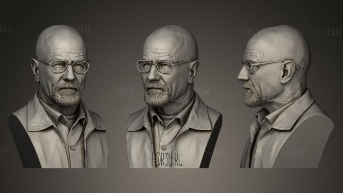 Mr White with glasses stl model for CNC