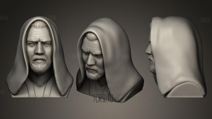 Obi Wan Kenobi in the hood stl model for CNC
