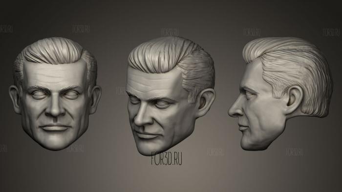 Sean Connery young Bond era action figure head stl model for CNC