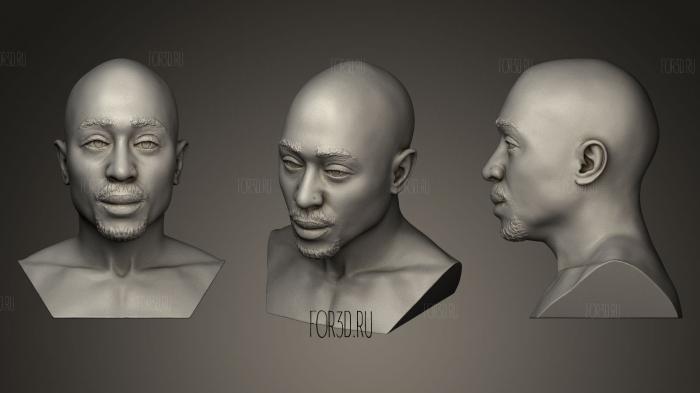 Tupac Shakur sculpture head stl model for CNC