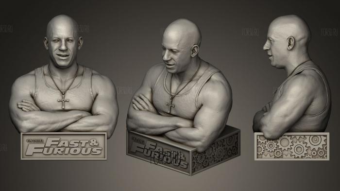Vin Diesel with plinth 3d stl модель для ЧПУ