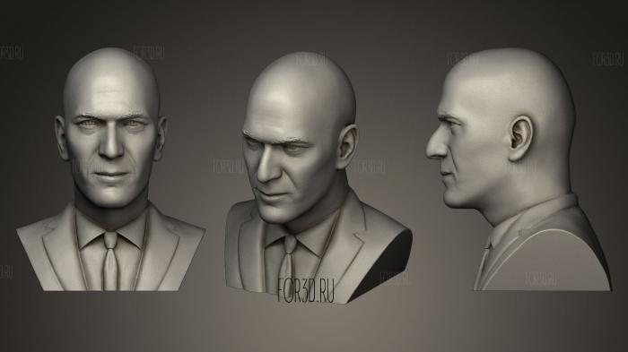 Zinedine Zidane sculpture head stl model for CNC