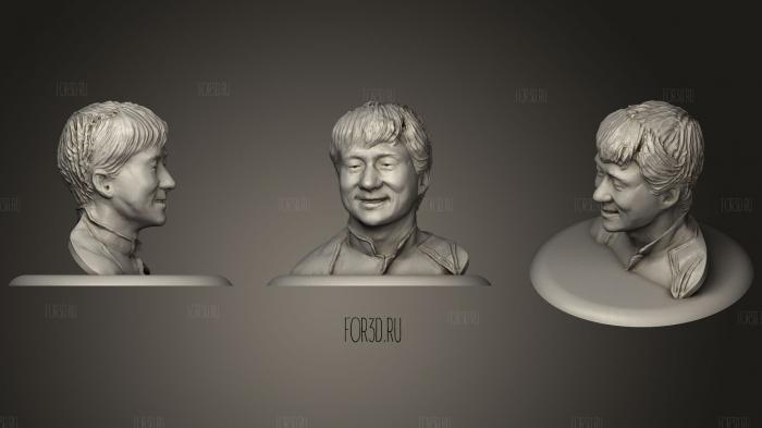 Jackie Chan Bust With Base stl model for CNC