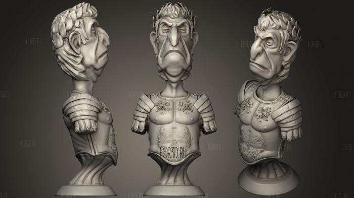 Julius Caesar Bust Chess Piece stl model for CNC