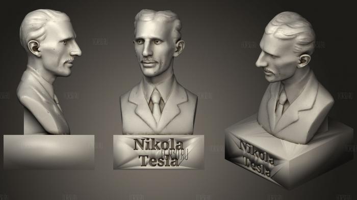 Tesla Bust With Plinth stl model for CNC