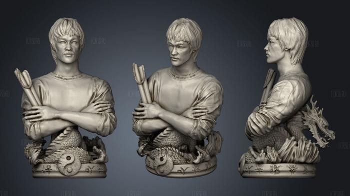 Bruce Lee Yellow Suit Bust stl model for CNC