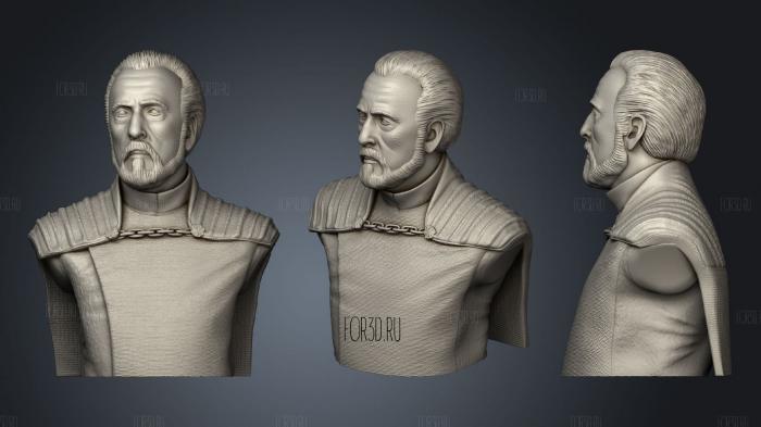 Count Dooku Bust stl model for CNC