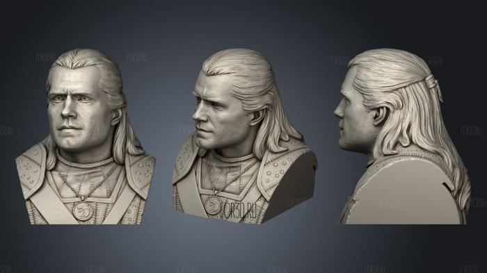 Geralt Bust stl model for CNC