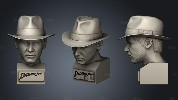 Indiana Jones with base stl model for CNC