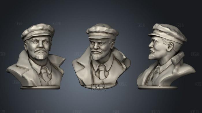 Lenin in a cap bust stl model for CNC