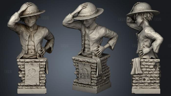 Luffy bust 2 stl model for CNC