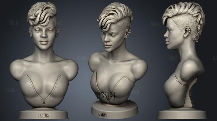Rihanna Bust stl model for CNC