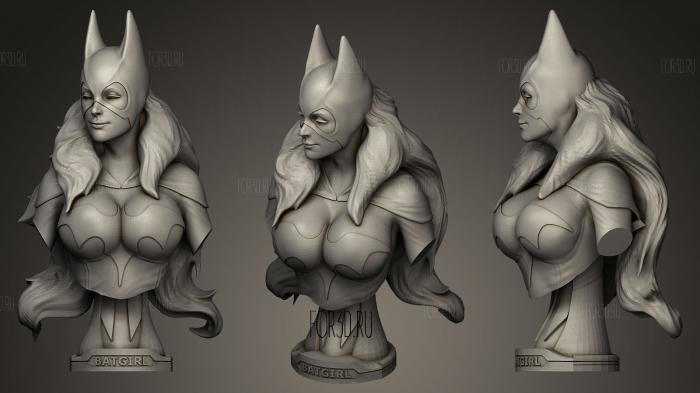 Batgirl with a lush hairstyle stl model for CNC