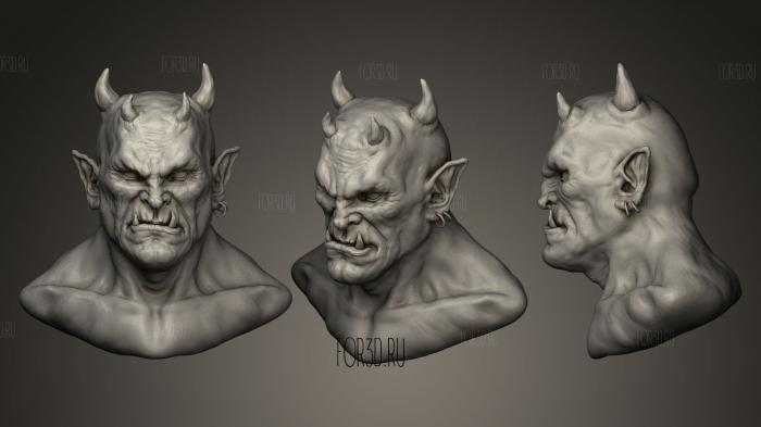 Creature Head with Horns stl model for CNC