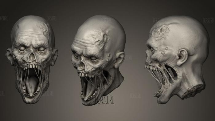 Кричащая голова зомби 3d stl модель для ЧПУ