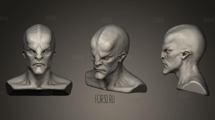 Скульптура головы инопланетянина 2 3d stl модель для ЧПУ