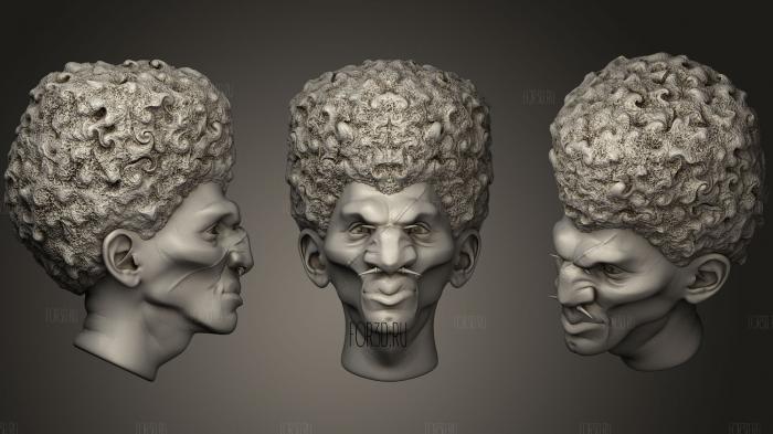 African Male Head High Poly Printable stl model for CNC