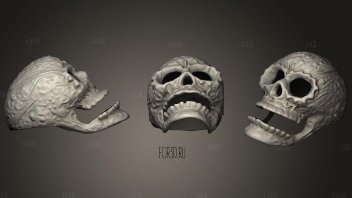 Metal skull with patterns stl model for CNC