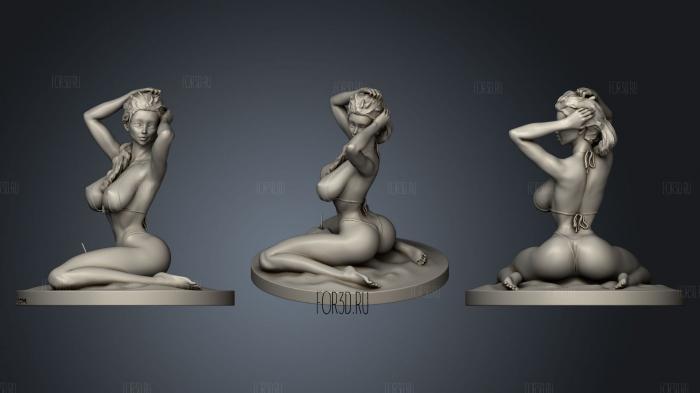 Cute and sexy girl enjoying coconut on the beach stl model for CNC