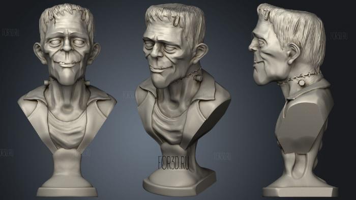 Frankenstein bust stl model for CNC