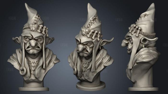 Goblin Wizard Bust stl model for CNC