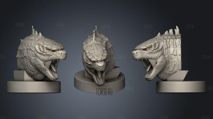Godzilla Bust stl model for CNC