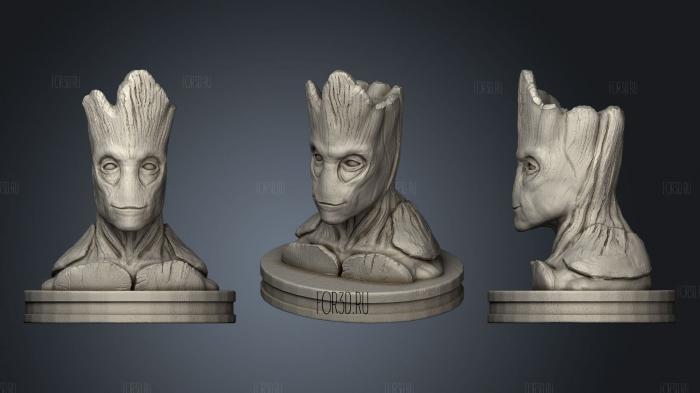 Groot on round plate stl model for CNC