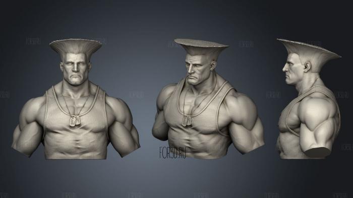 Guile from Streetfighter bust stl model for CNC