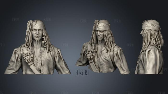 Jack Sparrow Bust stl model for CNC