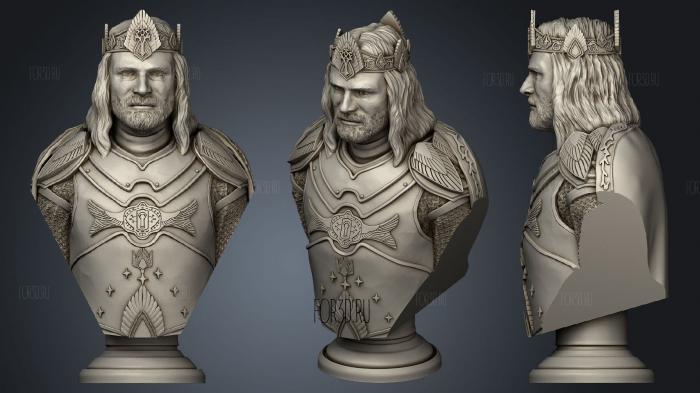King Aragorn Bust stl model for CNC