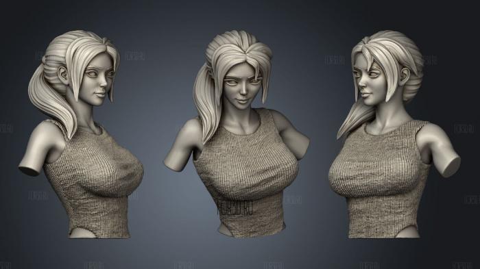 Lara Croft Bust stl model for CNC
