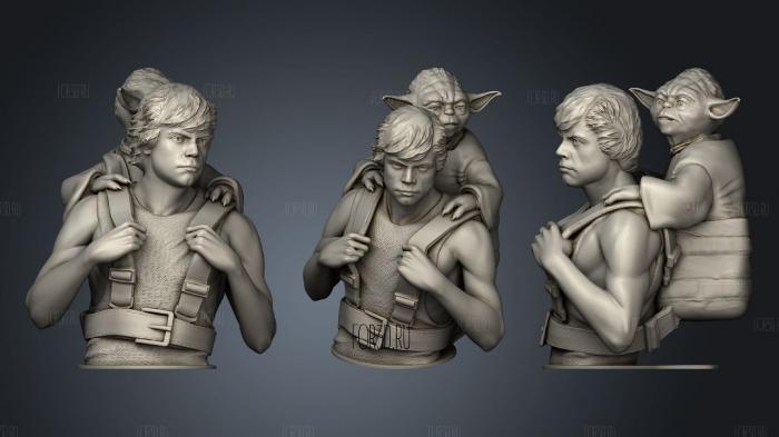 Luke and Yoda on Dagobah stl model for CNC