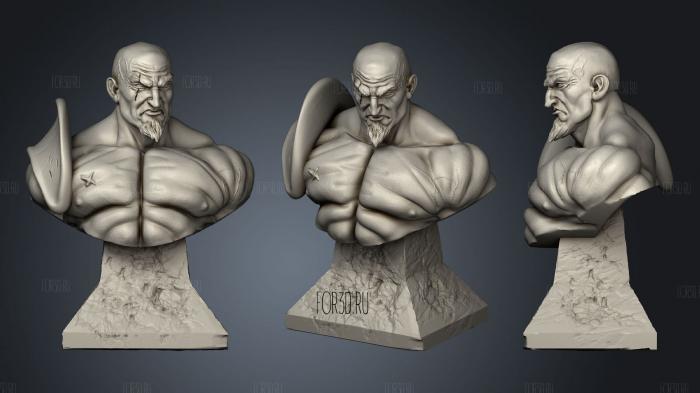 Merged kratos bust stl model for CNC