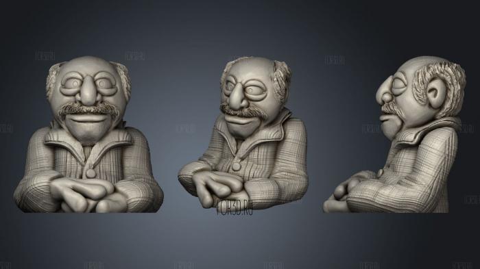Muppets Waldorf bust stl model for CNC