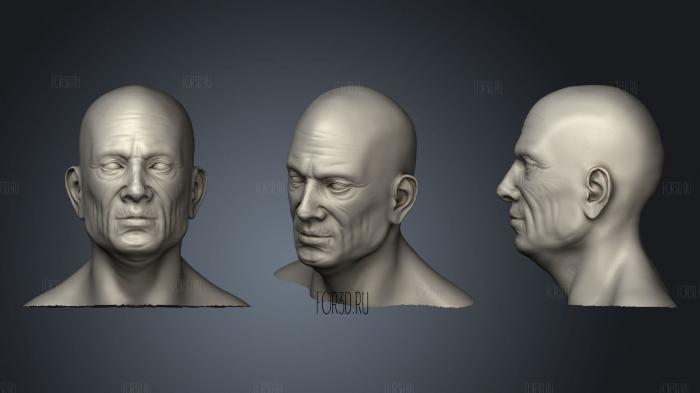 Old Male Head Realistic Base Mesh stl model for CNC