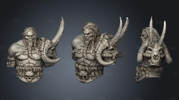 Orc 75 mm bust stl model for CNC