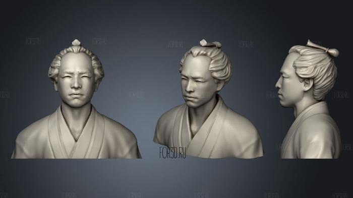 Portrait of japanesse man in kimono stl model for CNC