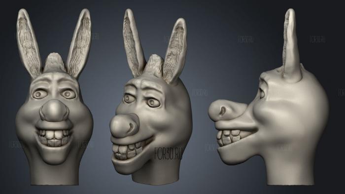 Shrek Donkey Head stl model for CNC