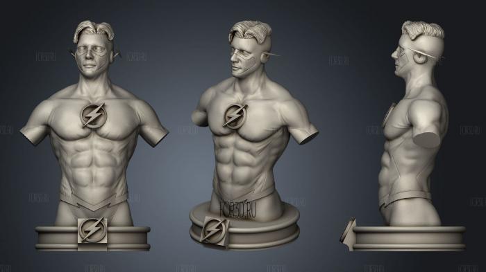 The flash Wally West Bust Free stl model for CNC