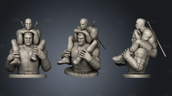 Colossus and Deadpool Statue 2 stl model for CNC