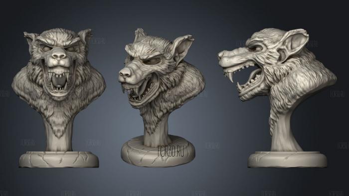 Werewolf bust stl model for CNC