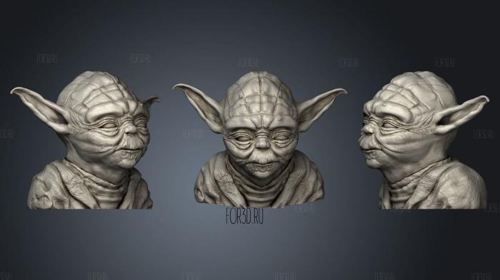 Yoda bust stl model for CNC