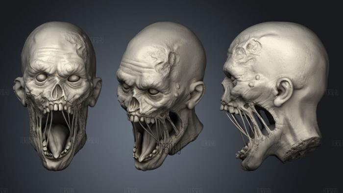 Zombie Head 2 stl model for CNC
