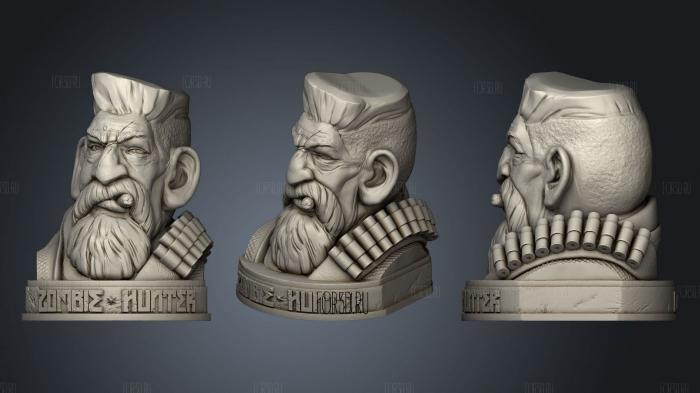 Zombie Hunter bust stl model for CNC