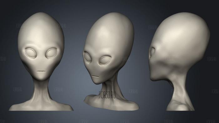 Alien Bust stl model for CNC
