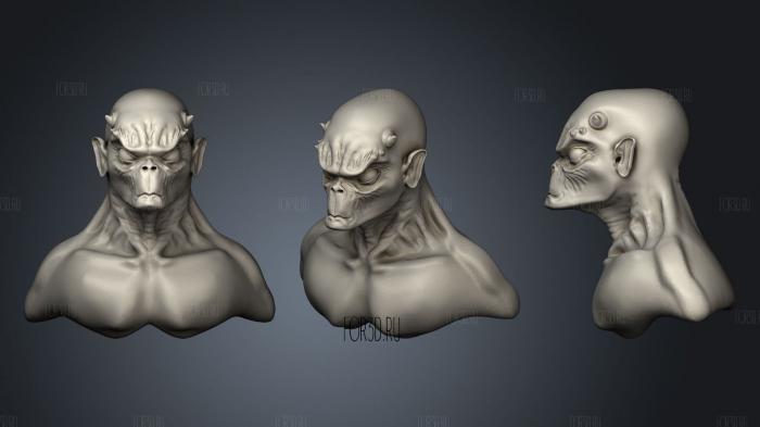 Alien Head 1 stl model for CNC